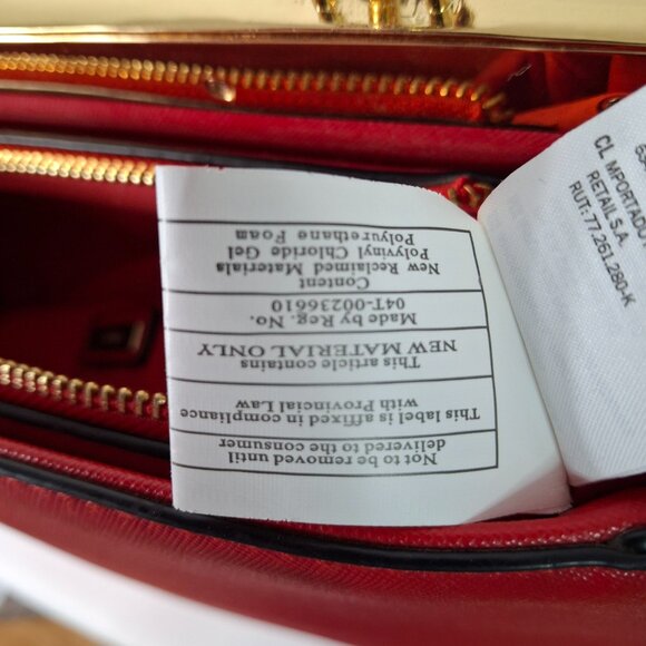 Bright Red Aldo Top Handle Structured Purse, Vegan Leather, Goldtone Hardware - Picture 15 of 16